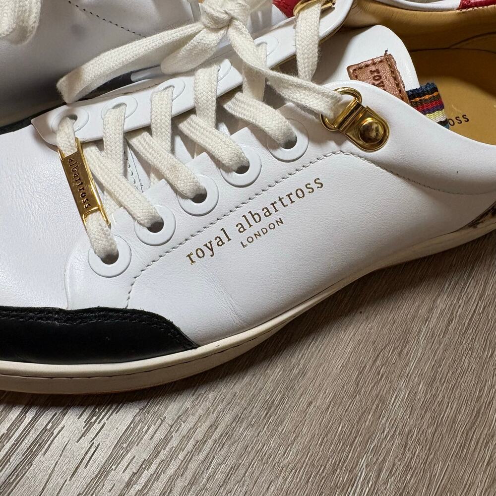 Royal Albartross Fieldfox Golf Sneakers Shoes Women’s 7 White Leather Leopard - Picture 3 of 14